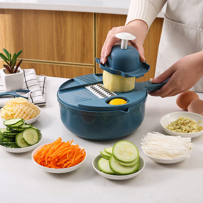 12個入り新型キッチン多機能9 in 1野菜カッターおろし金ジャガイモ大根シュレッダー野菜カッターサラダ用品