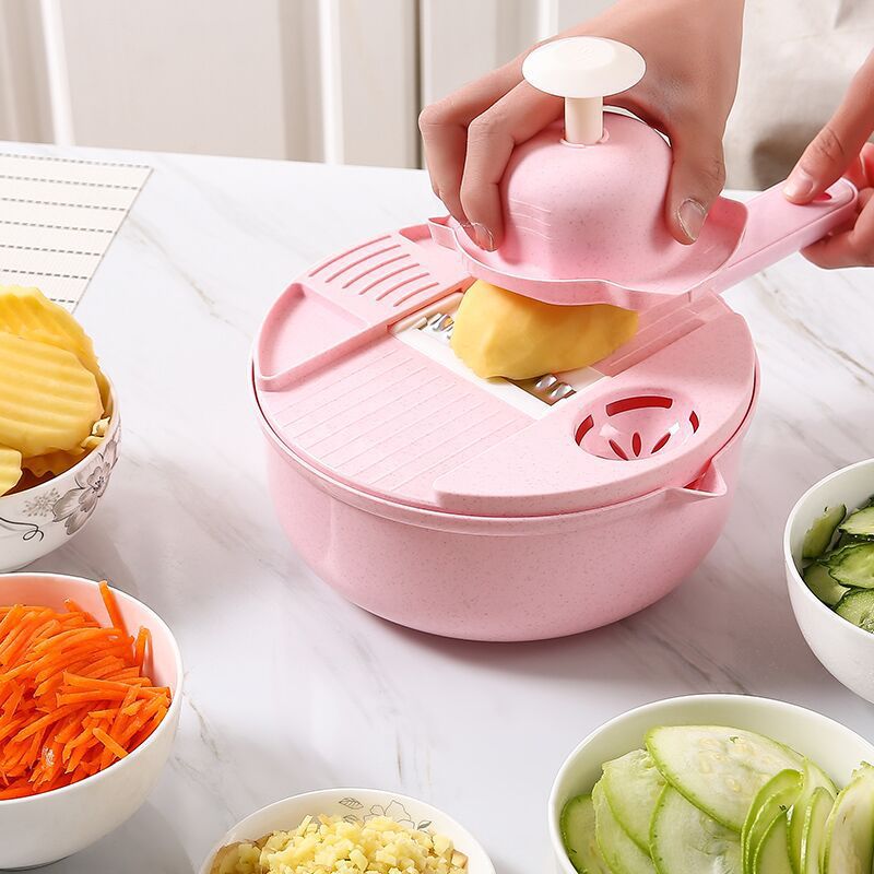 12個入り新型キッチン多機能9 in 1野菜カッターおろし金ジャガイモ大根シュレッダー野菜カッターサラダ用品