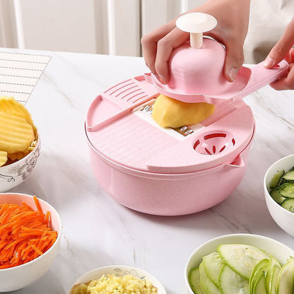 12個入り新型キッチン多機能9 in 1野菜カッターおろし金ジャガイモ大根シュレッダー野菜カッターサラダ用品